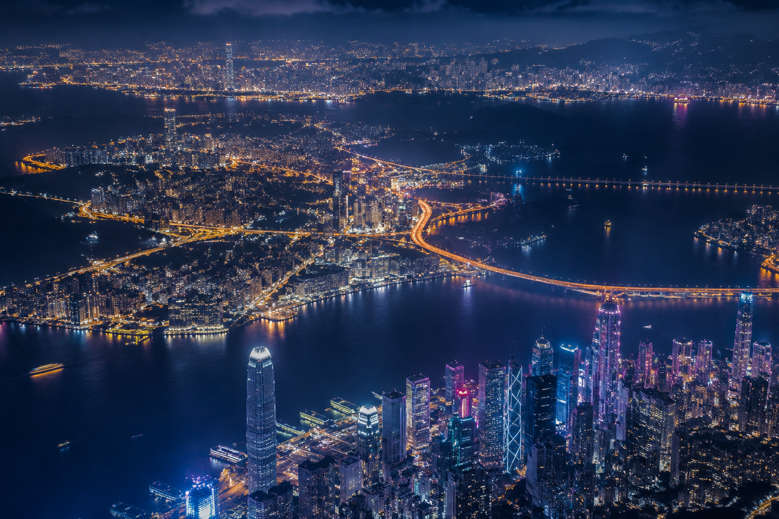 大湾区城市群夜景