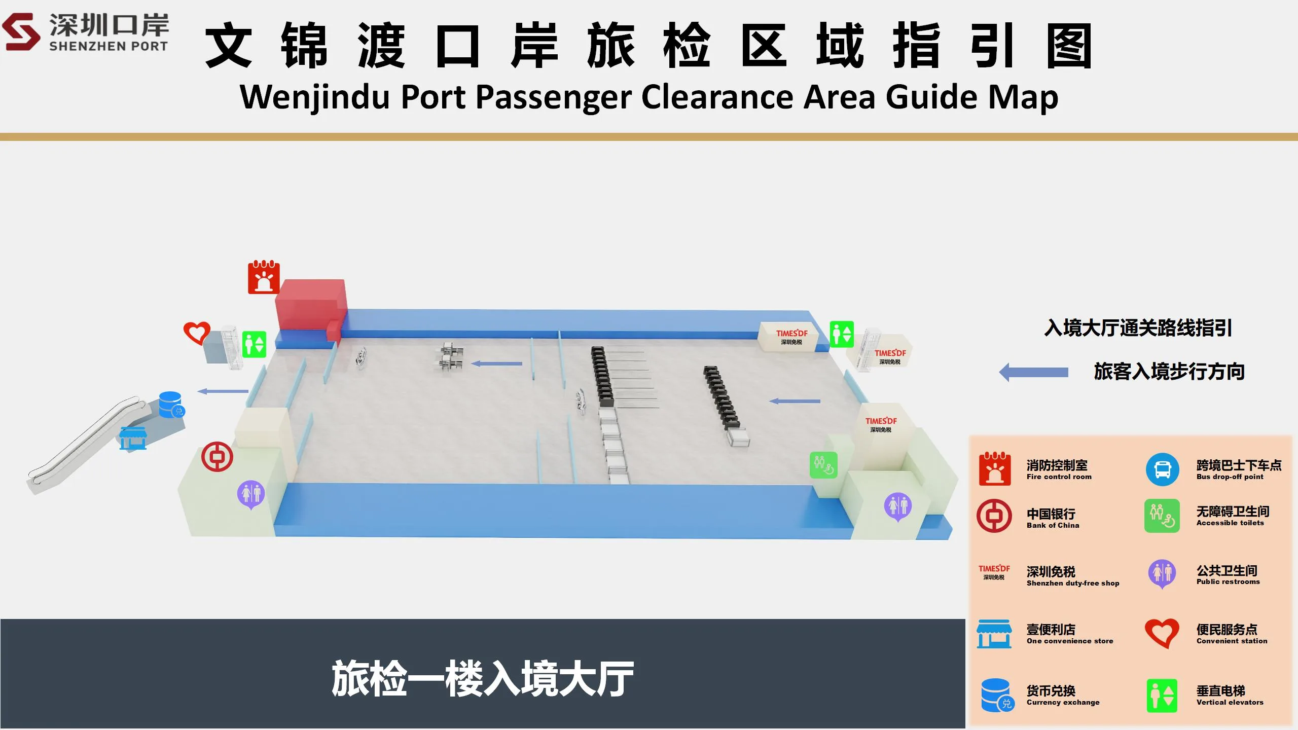 文锦渡口岸平面指引图(二)(来源:深圳市人民政府口岸办公室)